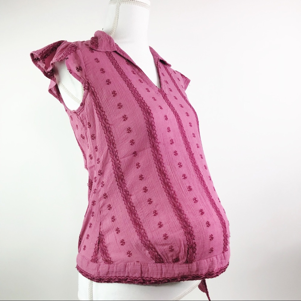 Oh Baby Maternity Top Embroidery Detail Size Small